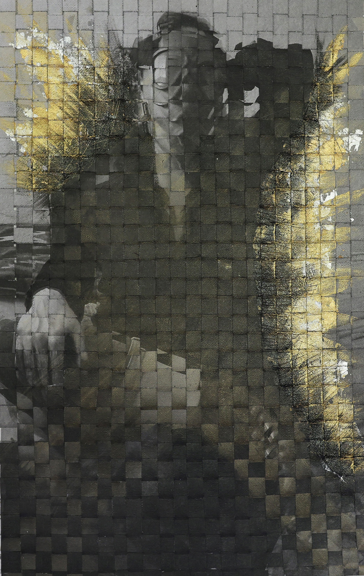 Œuvre d'art Tresse Toulouse (Anonyme) - Photographie urbaine tressée à la main et rehaussée de feuilles d'or brillant dans les interstices du tressage